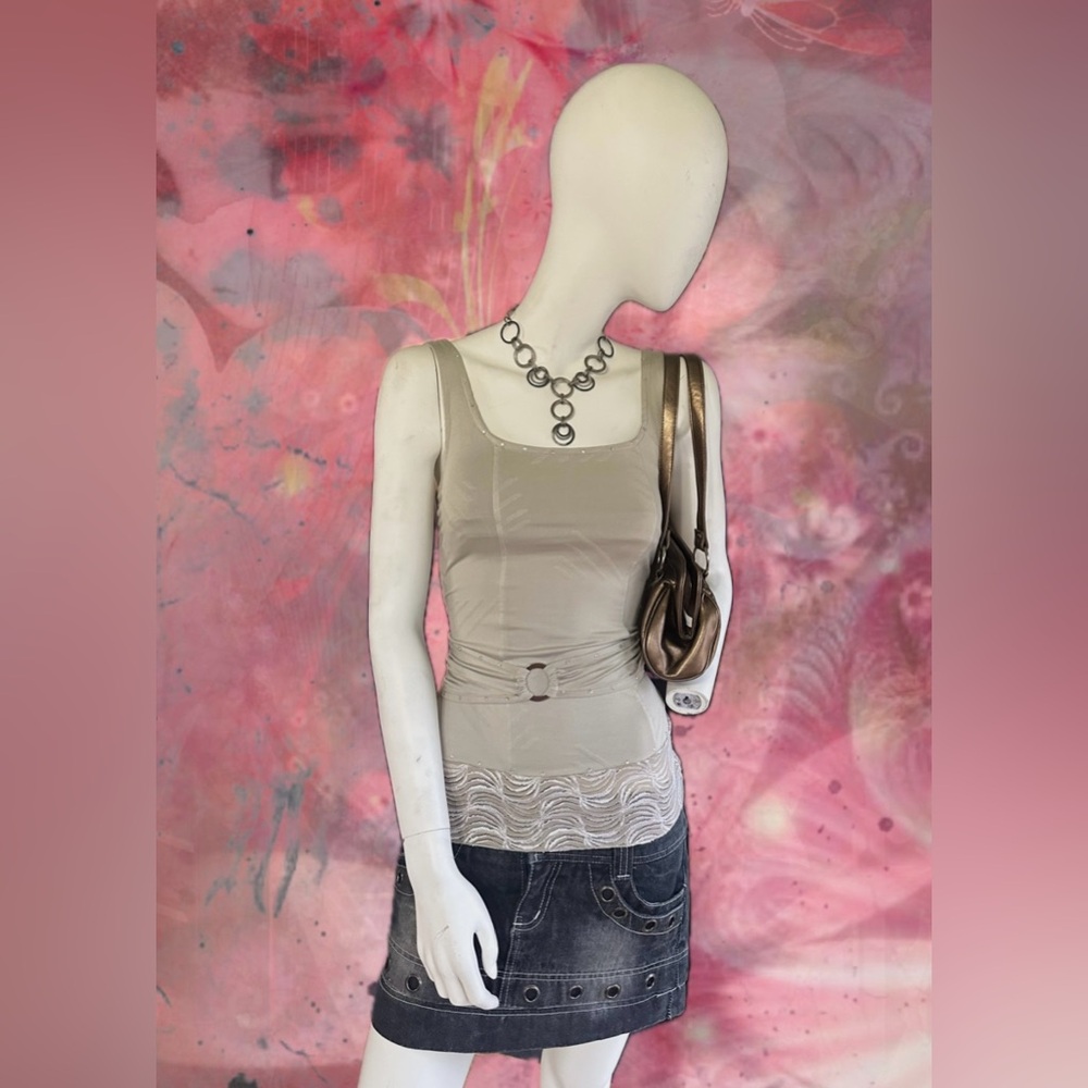 y2k beige tank top
